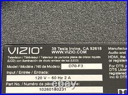Vizio D70-F3 Main Board 1P-017CC00-4011 100% Working
